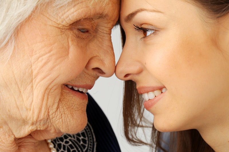 Elderly woman with granddaughter